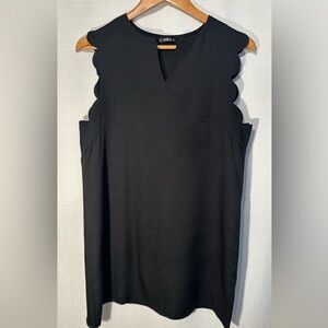 SHEIN Scallop Trim Black Sleeveless Shift Mini Dress Size Medium